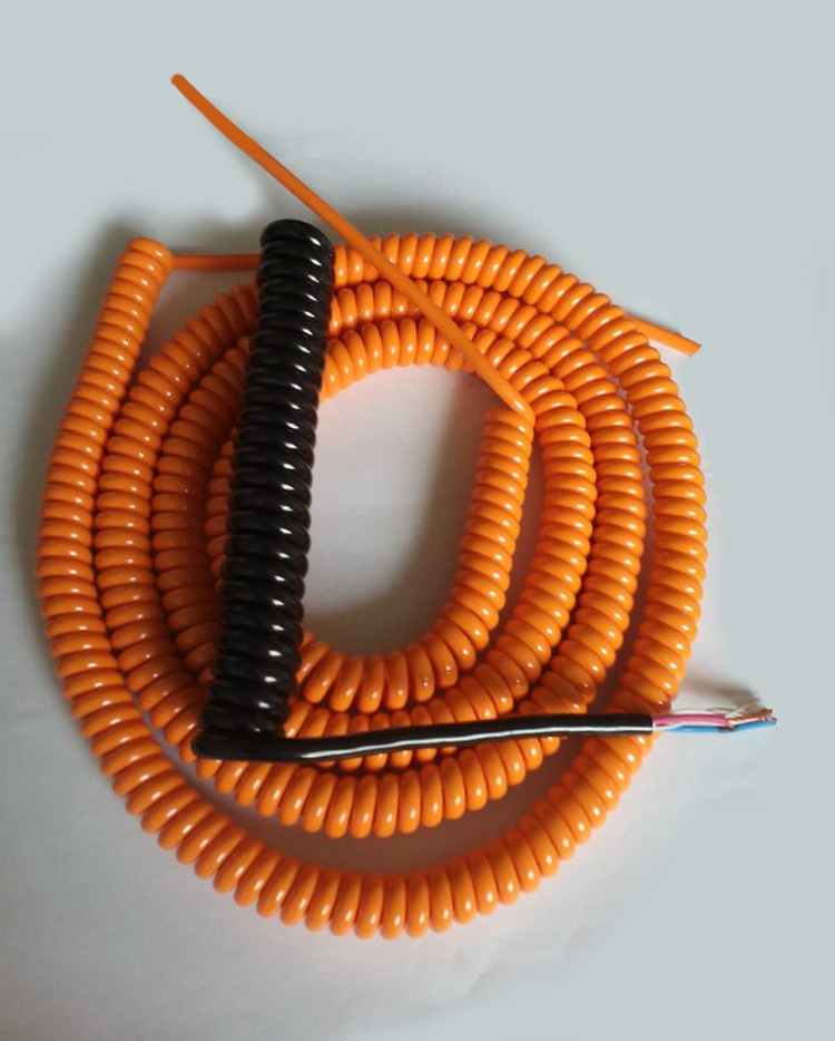 螺旋电缆弹簧线电线弹簧 2芯tpu橙色弹簧线机电设备用螺旋电缆线