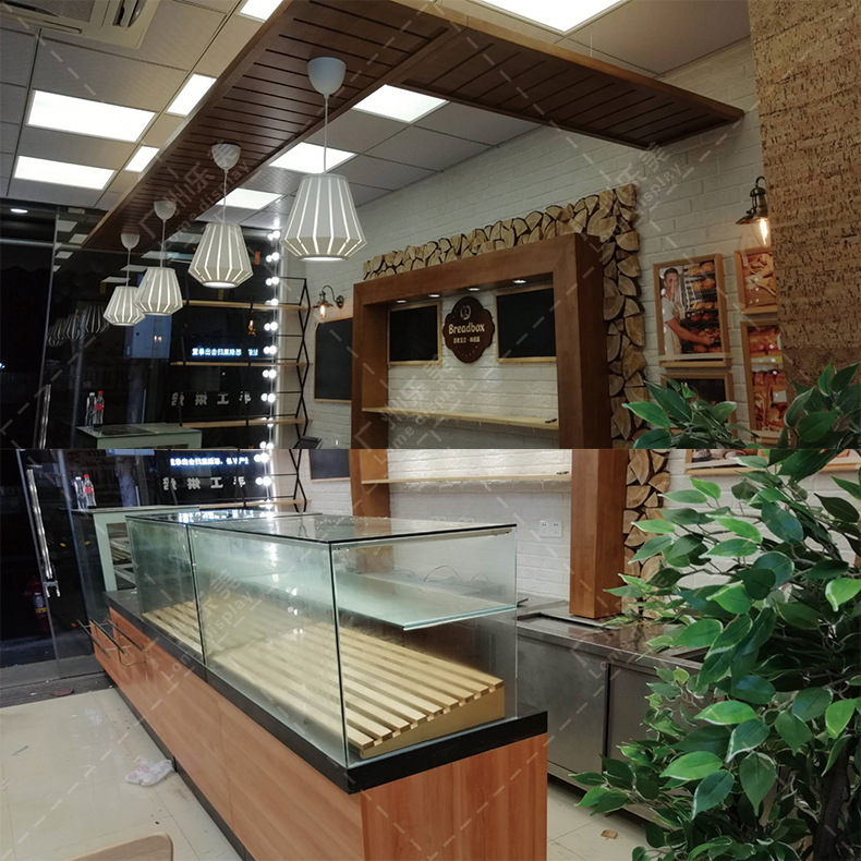 弧形糕点柜蛋糕实木柜面包展示柜玻璃商用实木店中岛边柜桃酥柜台