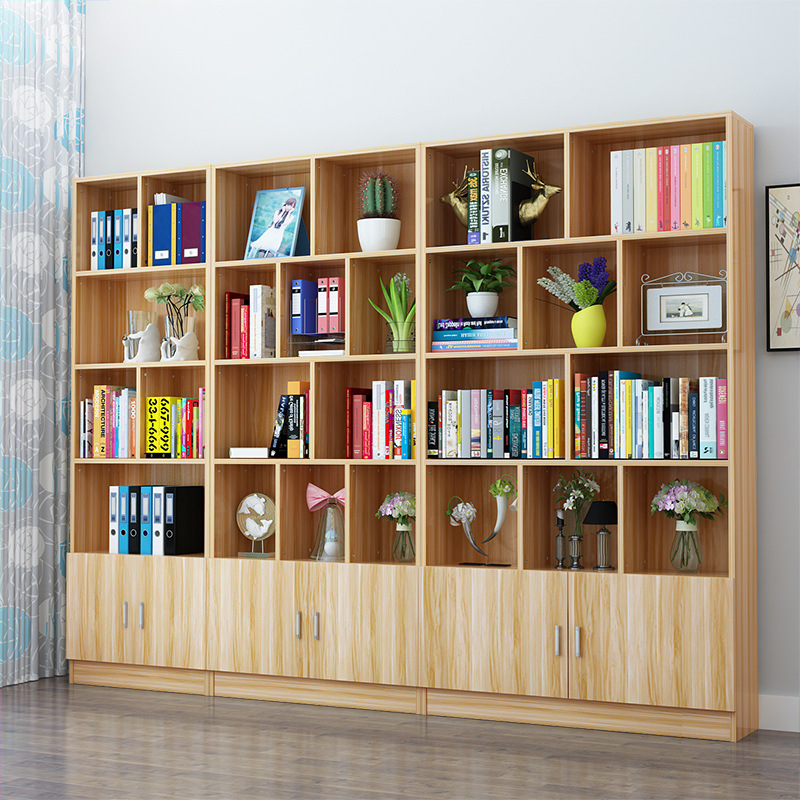 简约书架书柜儿童置物架储物收纳柜带门现代简易书橱落地自由组合