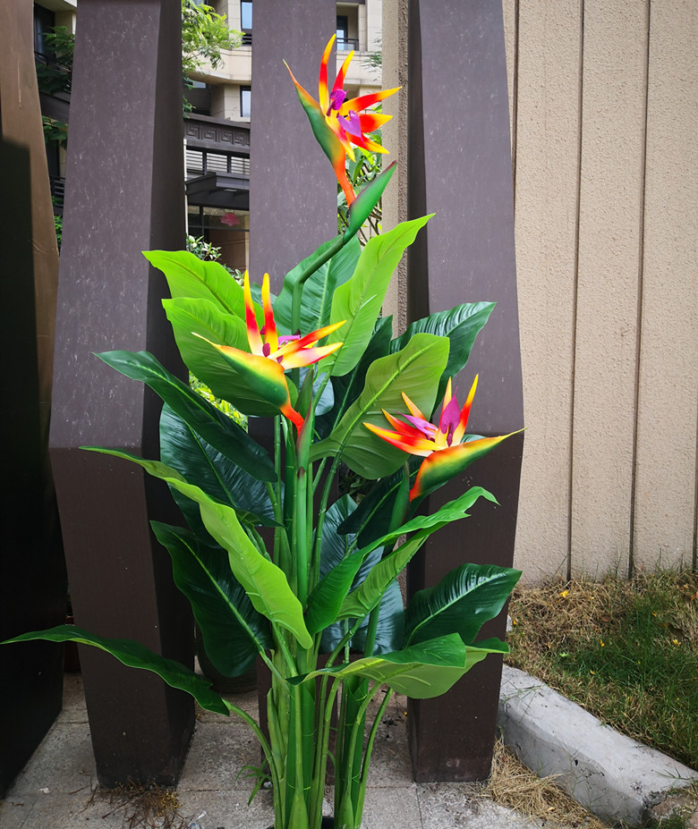 旅人蕉酒店大厅摆放绿植 盆栽室内外摆设假树 天堂鸟红掌假花树