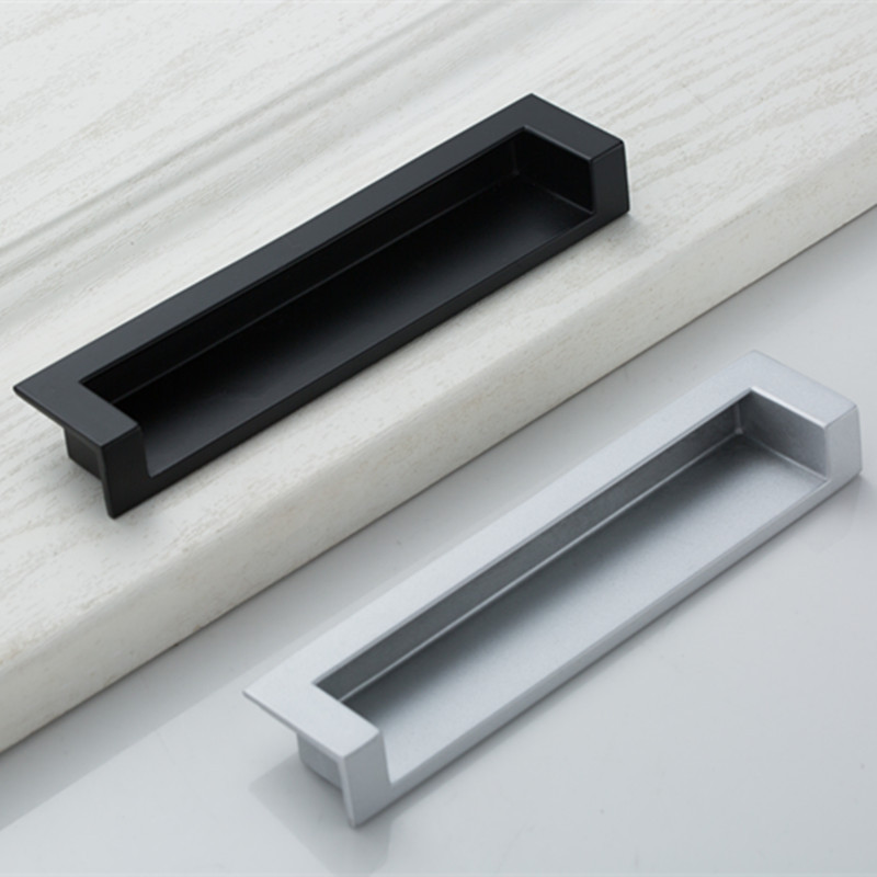 抽屉暗拉手黑色内嵌入式移门暗装橱柜衣柜门扣手隐形现代简约把手