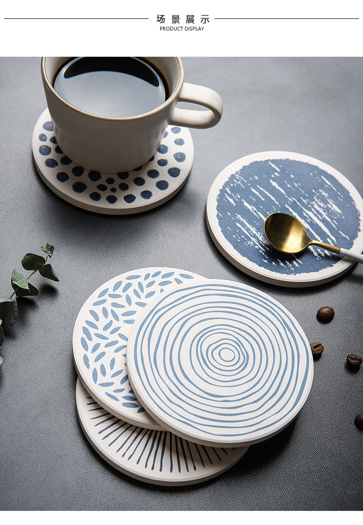 硅藻泥北欧杯垫防烫创意日式水杯茶杯垫洗手台垫水壶隔热吸水速干