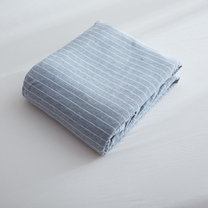 纯棉天竺棉汗衫布日式条纹针织棉百隆纱织布140克重布料210cm门幅