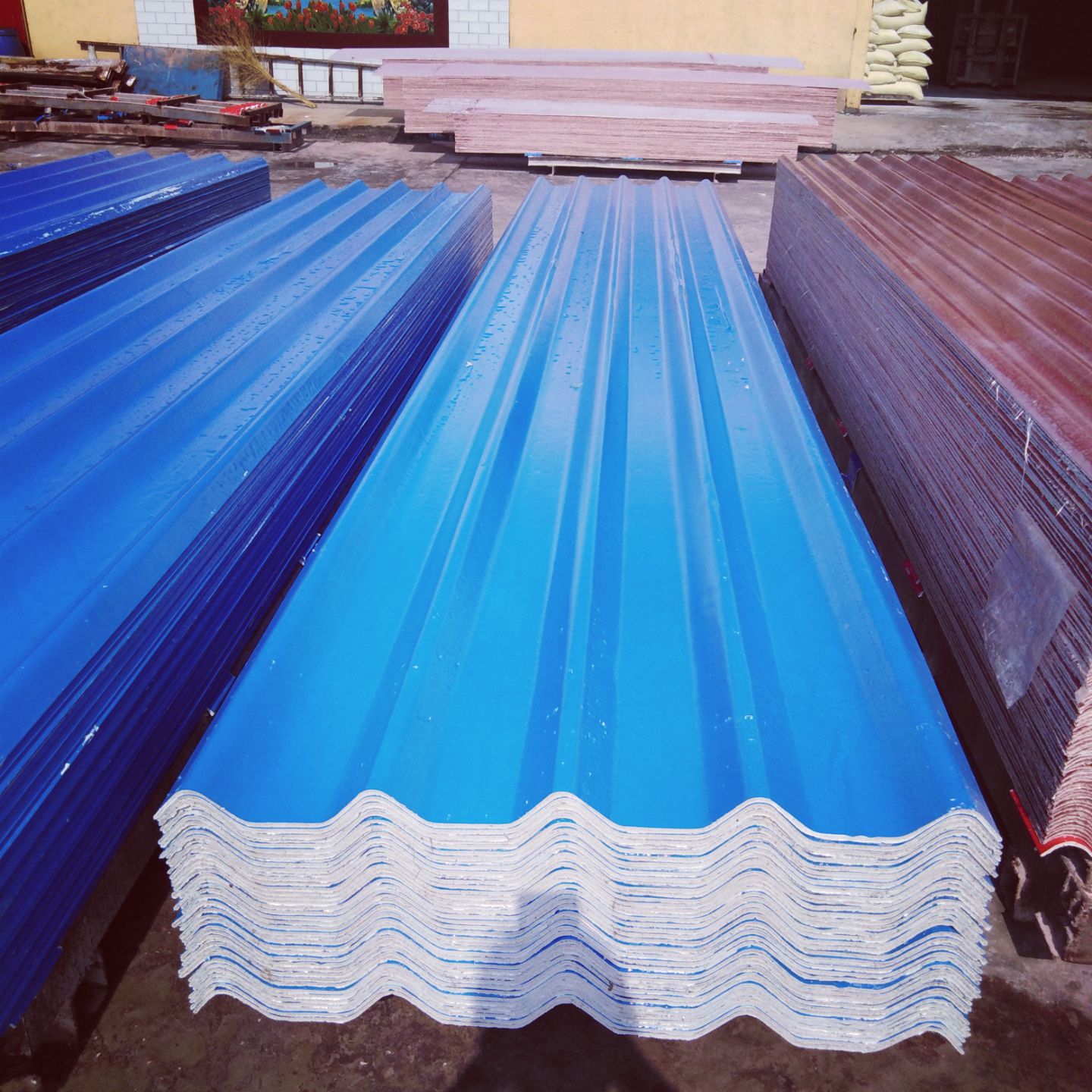 供应加长彩釉复合瓦 菱镁瓦 抗老化覆膜彩釉瓦