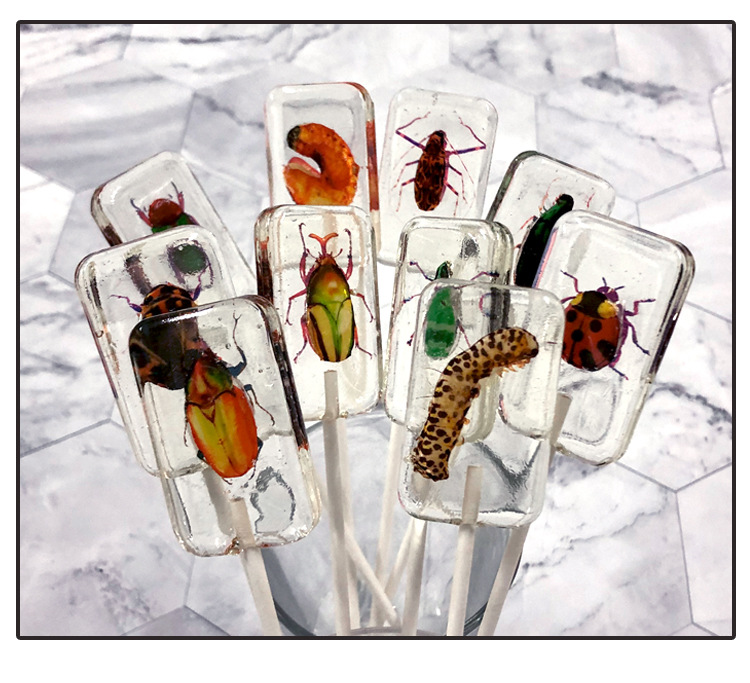 创意星空虫子糖昆虫棒棒糖网红抖音糖琥珀糖日本食玩小零食批发