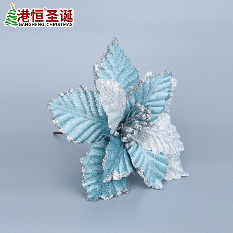 Cross-Border Hot Christmas Fabric Simulation Flower Arrangement Christmas Tree Decoration Accessories Christmas Table Decoration Simulation Flower