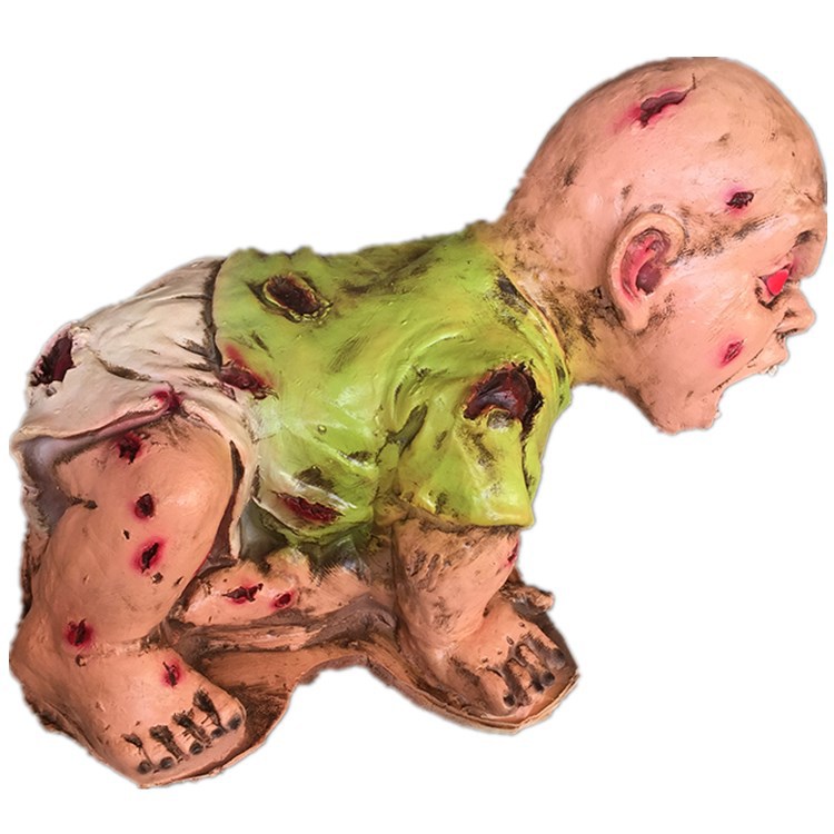 新恐怖婴儿黄衣趴地娃万圣节摆件鬼屋密室跪地鬼娃吓人摆设品