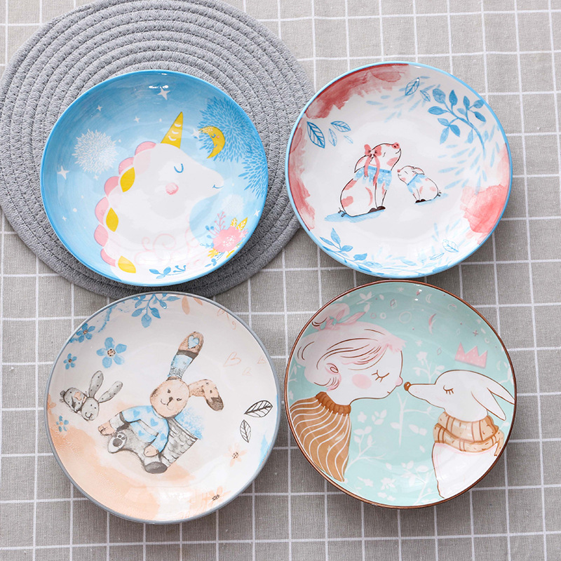 Nordic Instagram Style Ceramic Steak Western Cuisine Plate Household Dinner Plate Plate Dish 8-Inch Disc Breakfast Dessert Salad Swing Plate