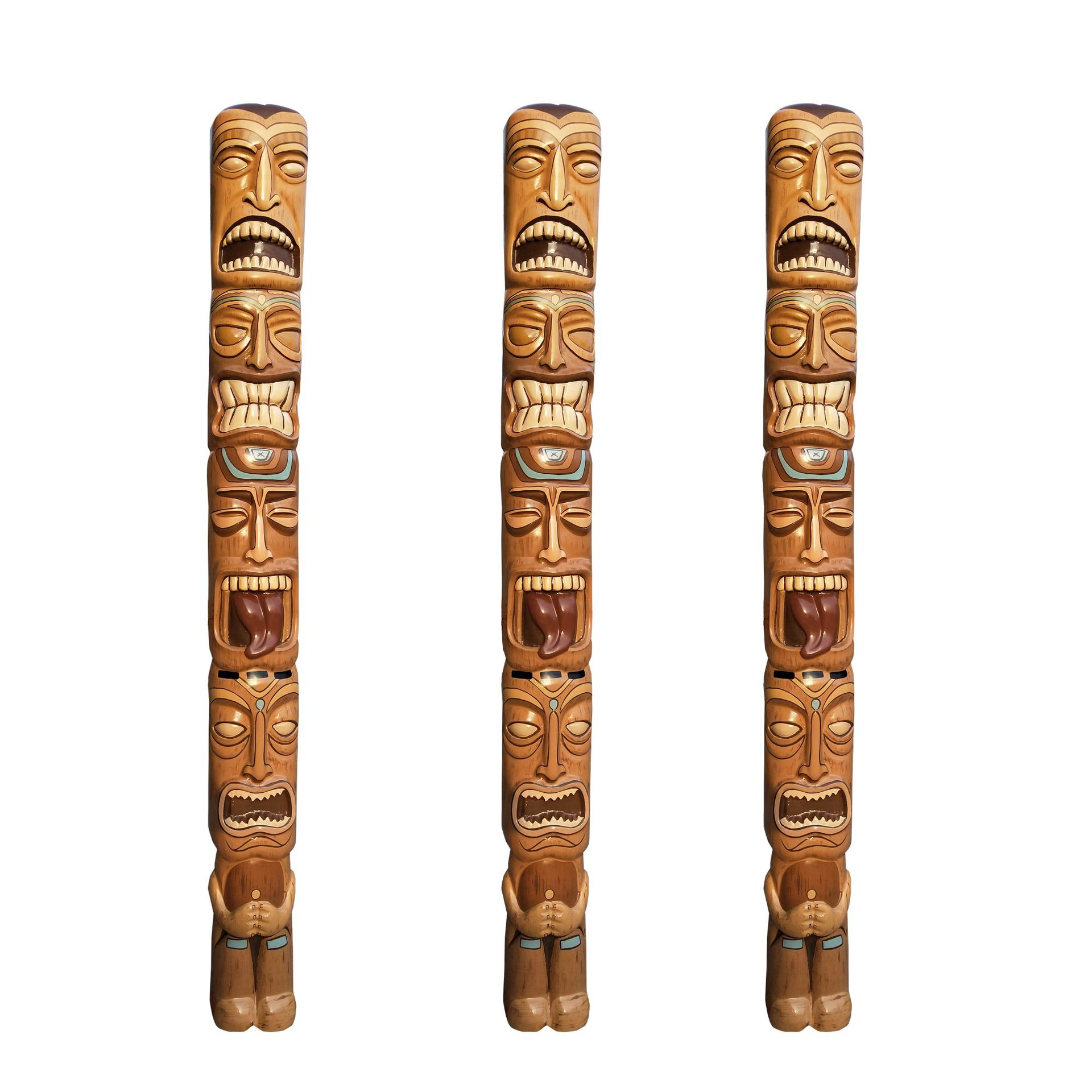 供应玻璃钢彩色图腾柱子 印第安风格人面图腾柱 公园绿地美陈发货