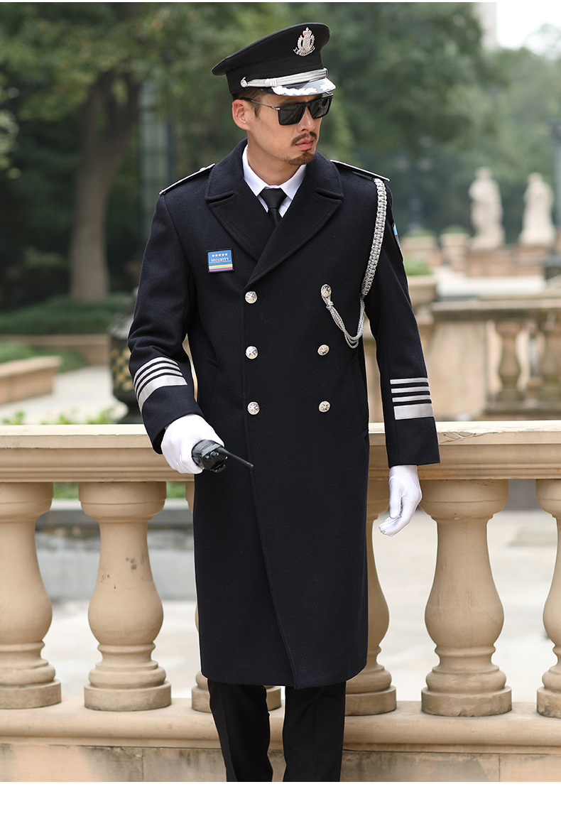 案场礼宾黑色呢保安服大衣形象岗售楼冬装新款工作服物业售楼制服