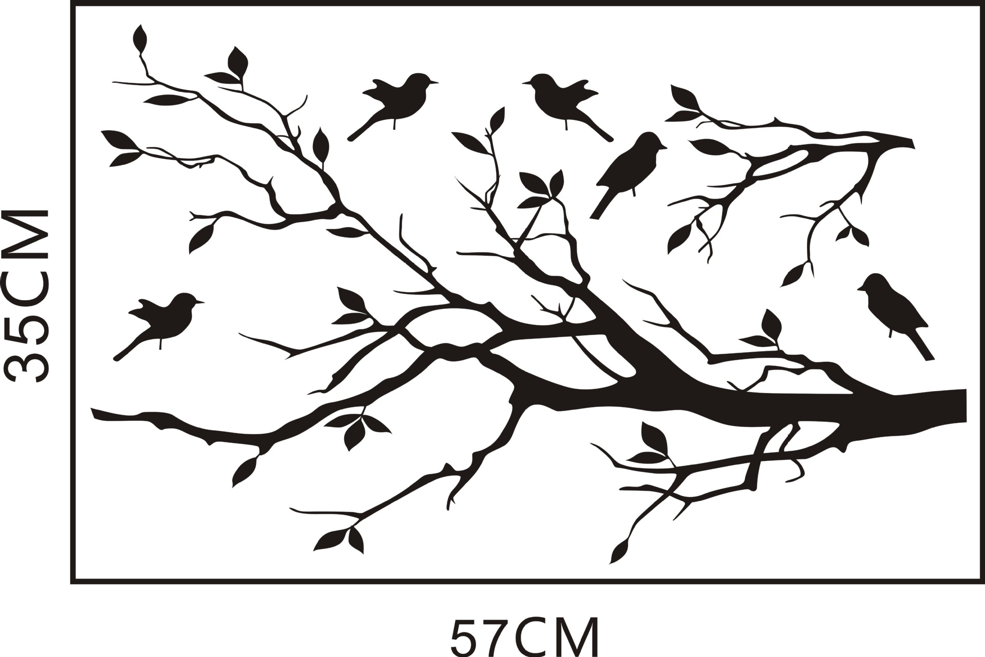 昆尚跨境新款树枝小鸟黑色乙丙烯墙贴客厅卧室环保装饰贴画 ks293