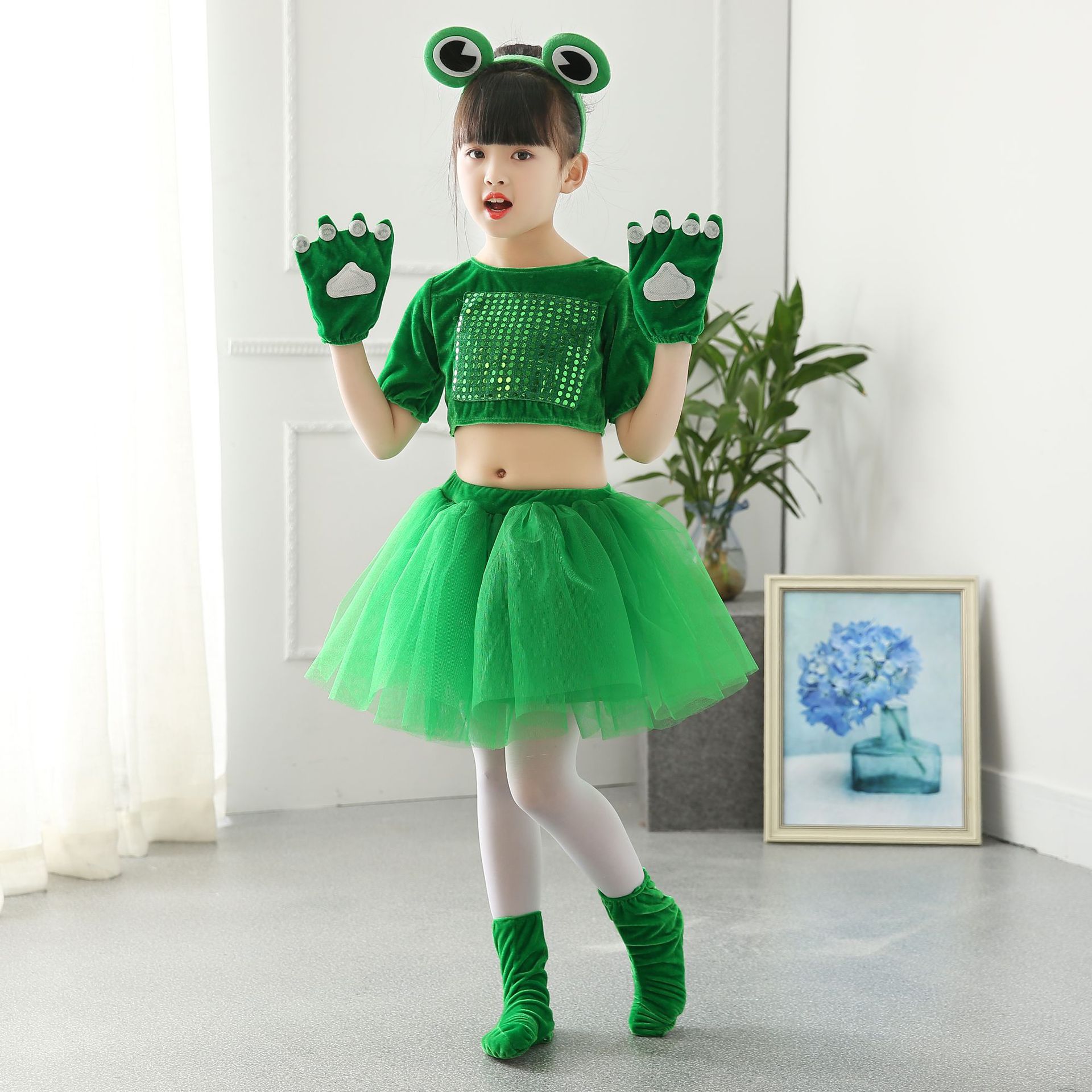 青蛙演出服儿童幼儿园舞台表演服装新款六一儿童小跳蛙动物表演服