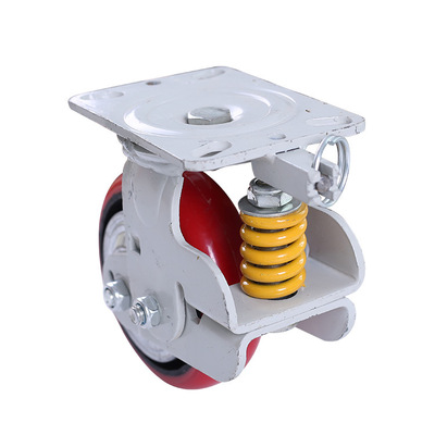 重600竖簧减震脚轮缓冲减震铁芯聚氨酯轮定向轮万向轮竖簧轮