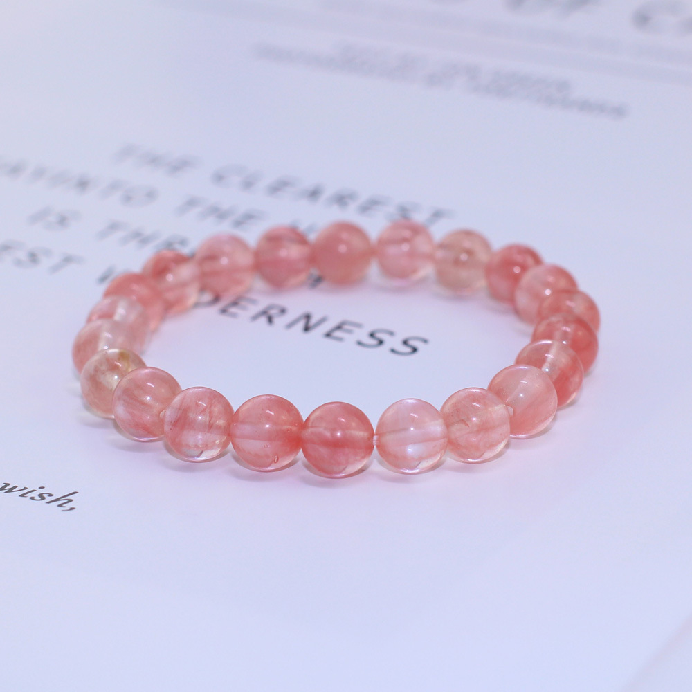 粉色水晶女士串珠手链 闺蜜生日手链广告促销天然石手链 电商专供