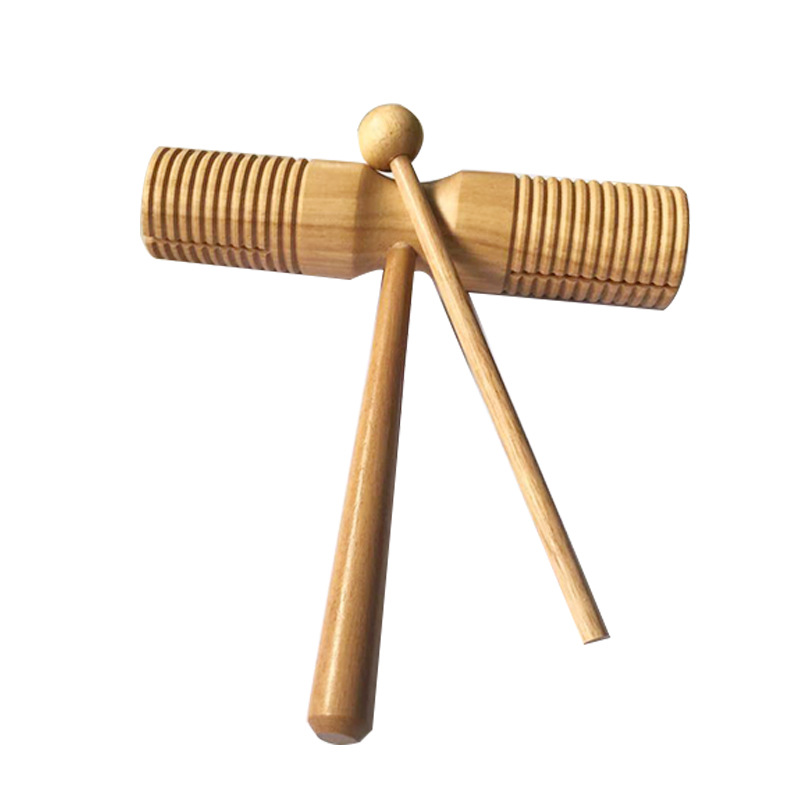 【orffworld奥尔夫天地】橡木加沟双响筒 儿童打击乐器双响梆子