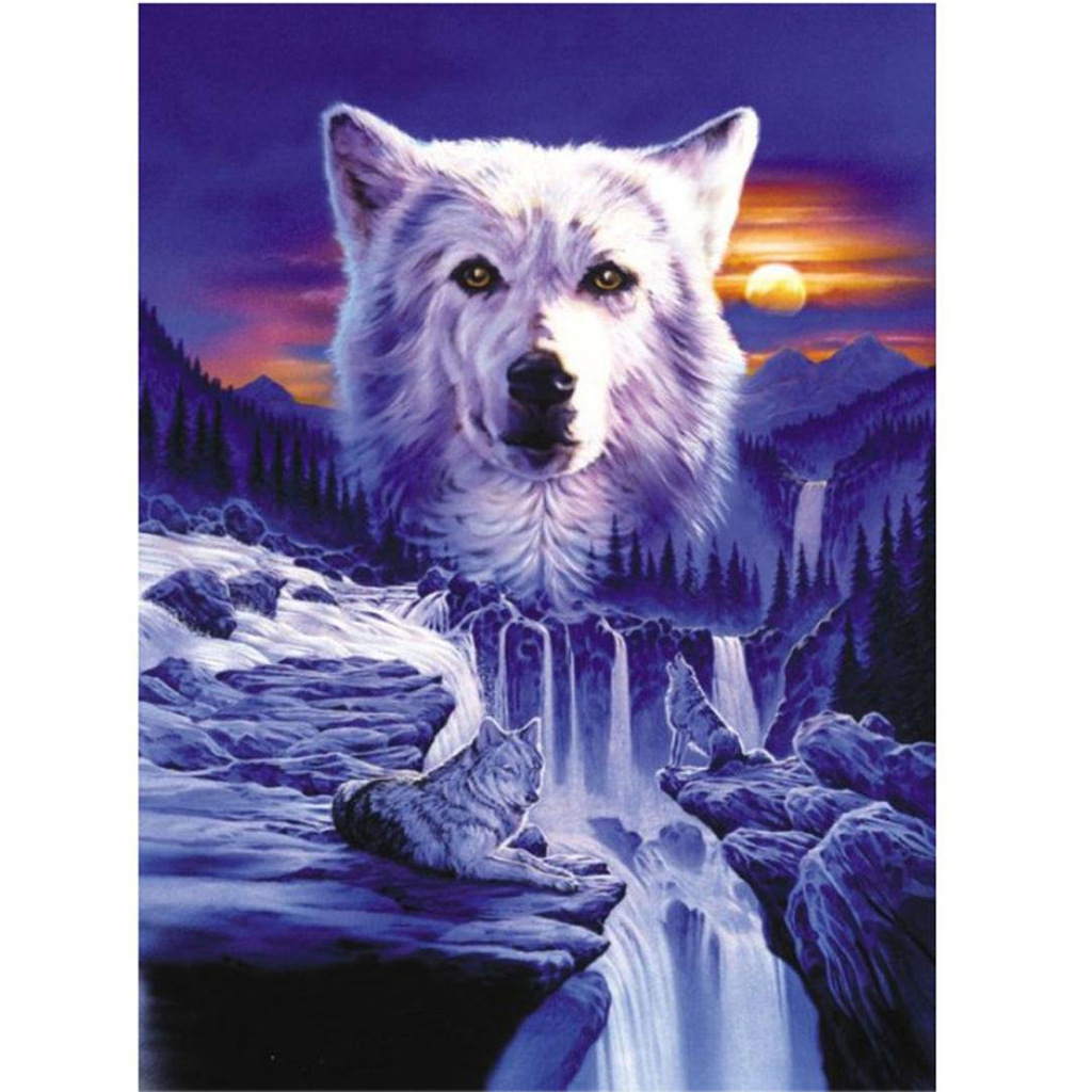 新款diy钻石画 动物系列狼点钻十字绣装饰画 跨境专供厂家直销