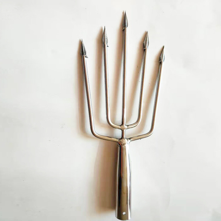 不锈钢大号鱼叉五齿扁尖倒刺鱼叉规格齐全 厂家货源