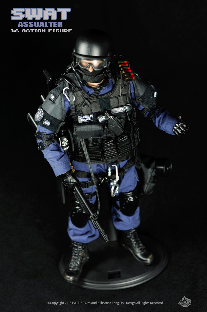 pattiz仿真工艺军事关节人偶 1/6比例te警swat兵人模型玩具