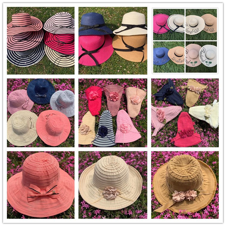 Women's Summer Hat Stall 10 Yuan Model Beach Scenic Spot Travel Cover Sun Protection Summer Big Brim Straw Hat Wholesale