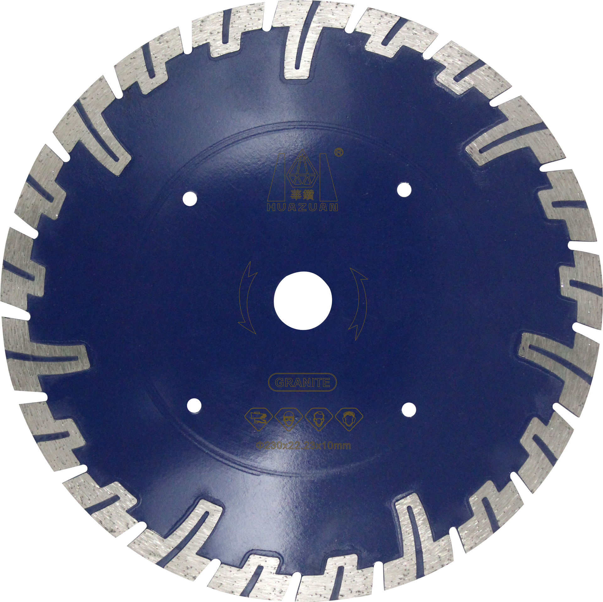 金刚石保护齿锯片 石材切割用230烧结锯片 花岗岩斜齿激光锯片