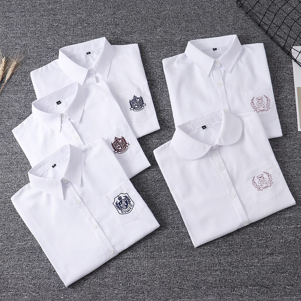 新款多款白色长袖角襟刺绣衬衫jk制服衬衫正统jk衬衫