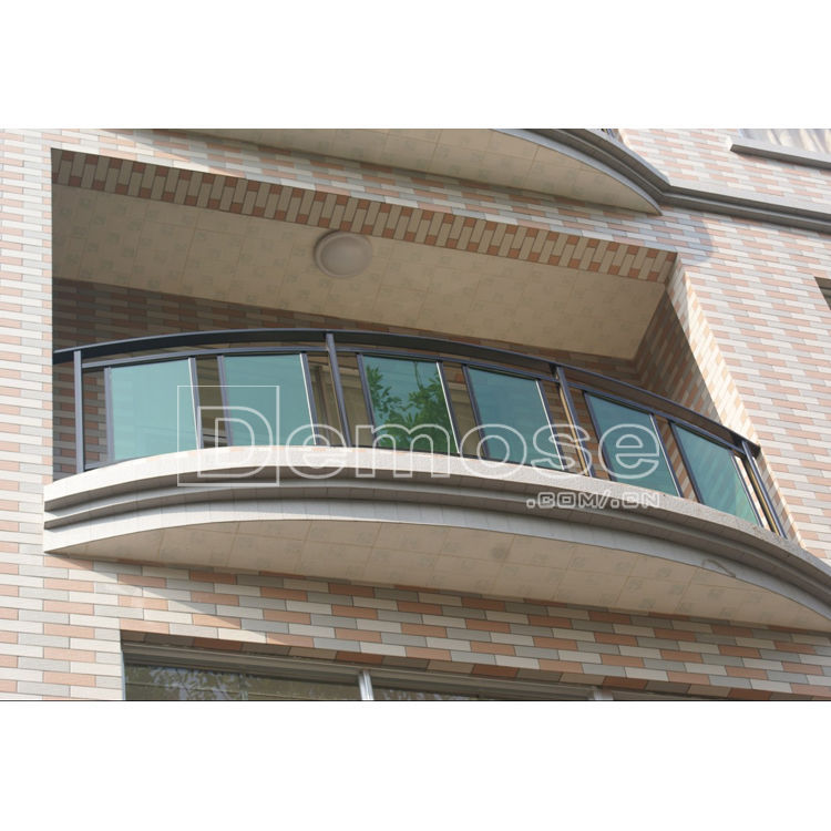 供应阳台钢化玻璃 铝合金弧形直径定制 酒店护栏 楼梯玻璃栏杆