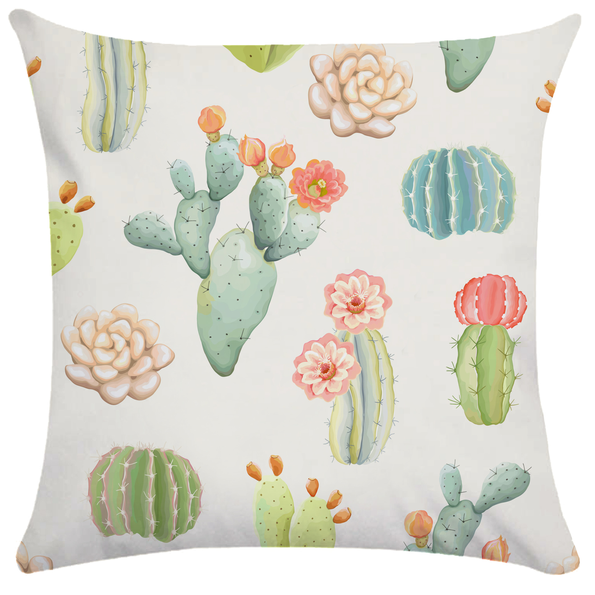 手绘植物仙人掌抱枕套超柔短毛绒沙发汽车抱枕靠枕腰枕坐垫套装饰