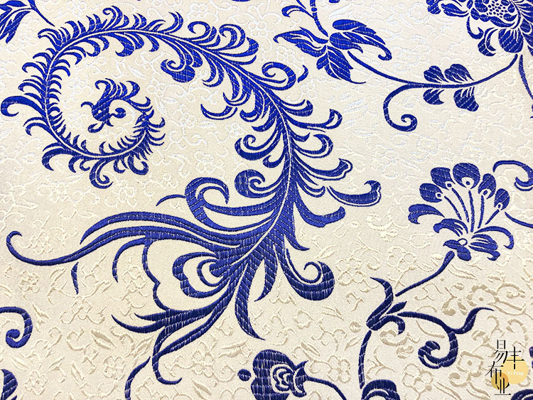 真三五凤尾真丝织锦缎丝绸面料cos服沙发坐垫布仿古唐装旗袍布料