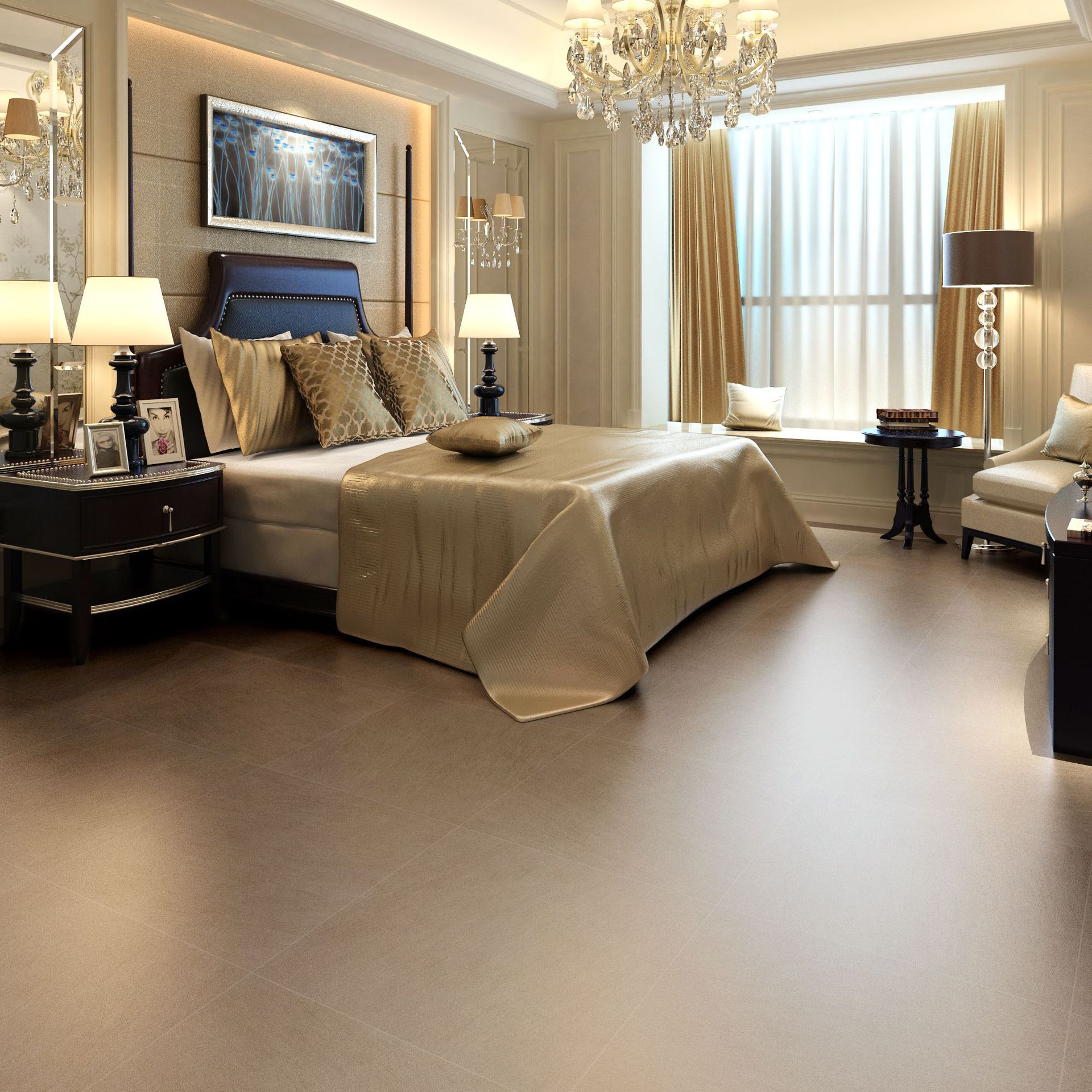 现代风格布纹灰色房间仿古砖600*600卧室地板砖防滑地砖600600