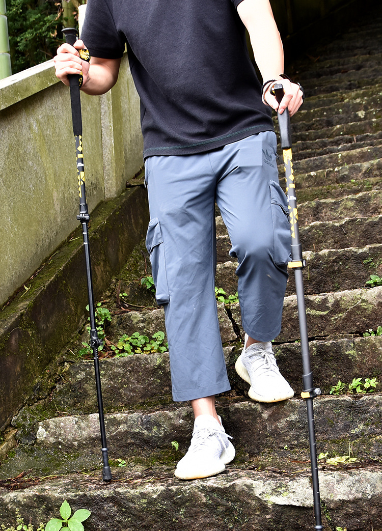 厂家批发 三节拐杖登山杖铝合金超轻外锁伸缩折叠手杖户外拐杖