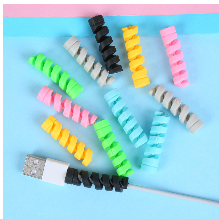 PVC Soft Rubber Cable Winder Cute Cartoon Headset Cable Hub Mobile Phone USB Cable Protection Sleeve Spiral Protector