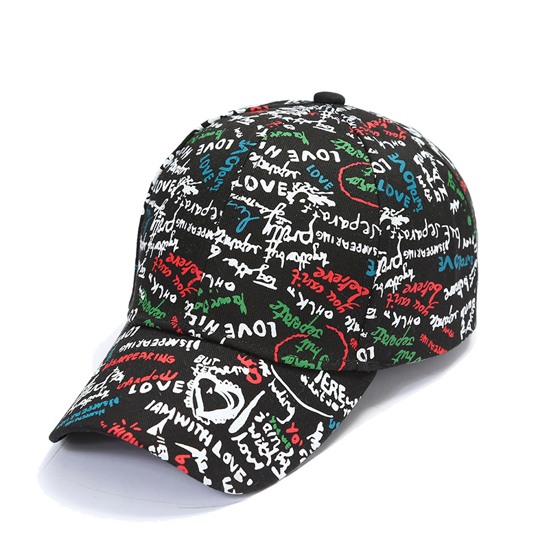 Fashion New Graffiti Baseball Cap Outdoor Couple Sun Hat Personality Canvas English Letters Hat in Stock Wholesale