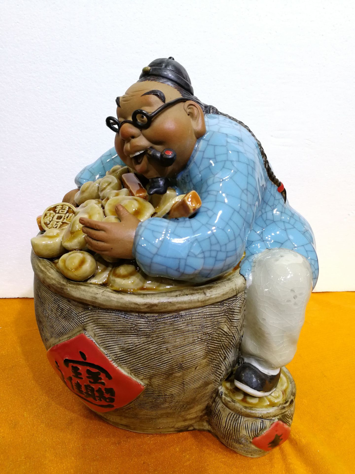 招财进宝老财主地主摆件石湾公仔陶瓷客厅店铺玄关装饰品摆件礼品