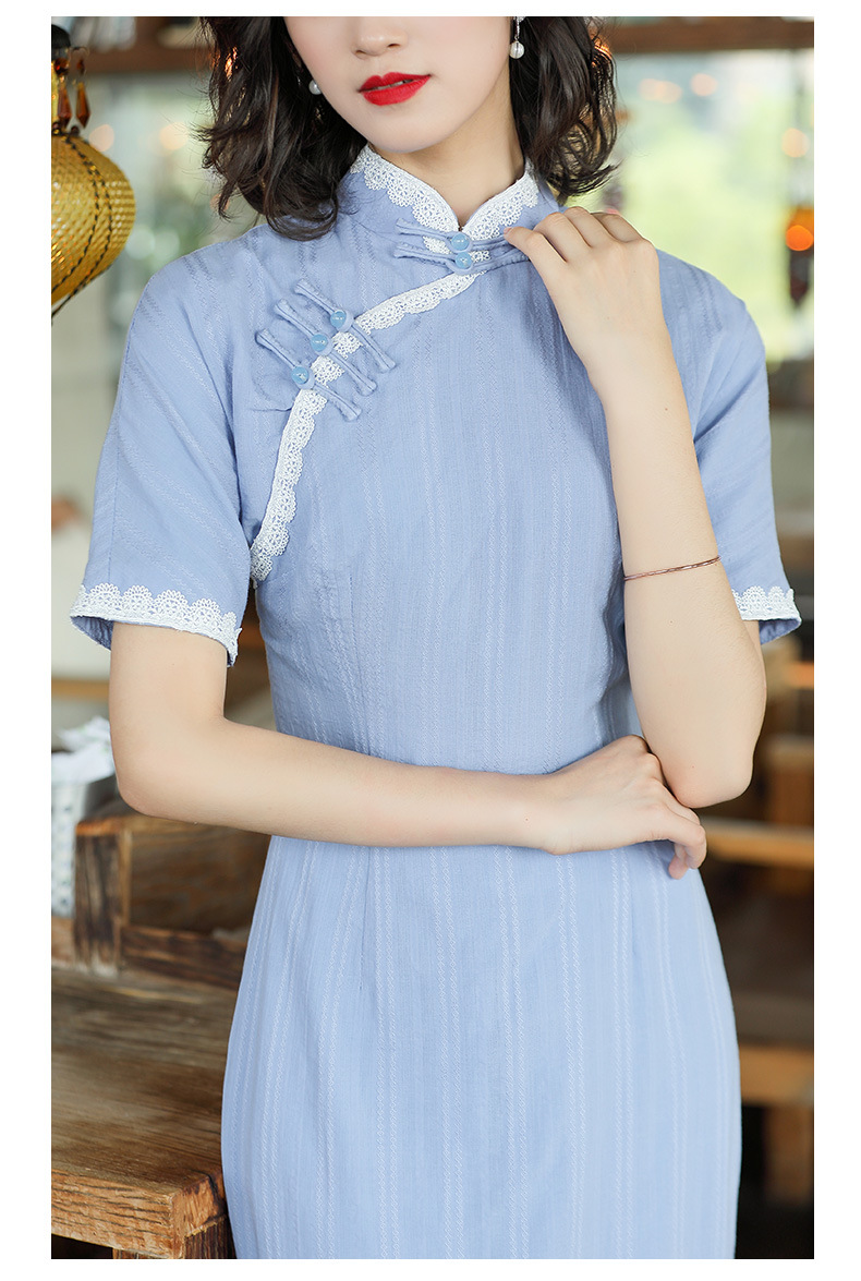 【代理主推有优惠】2019春夏新款女气质显瘦改良中长款旗袍90097