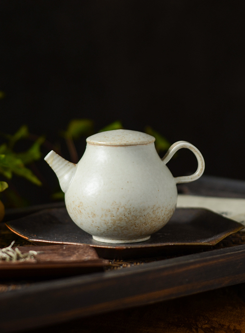 景德镇复古手工白泥泡茶陶壶小号陶瓷单壶志野釉家用可养创意茶壶