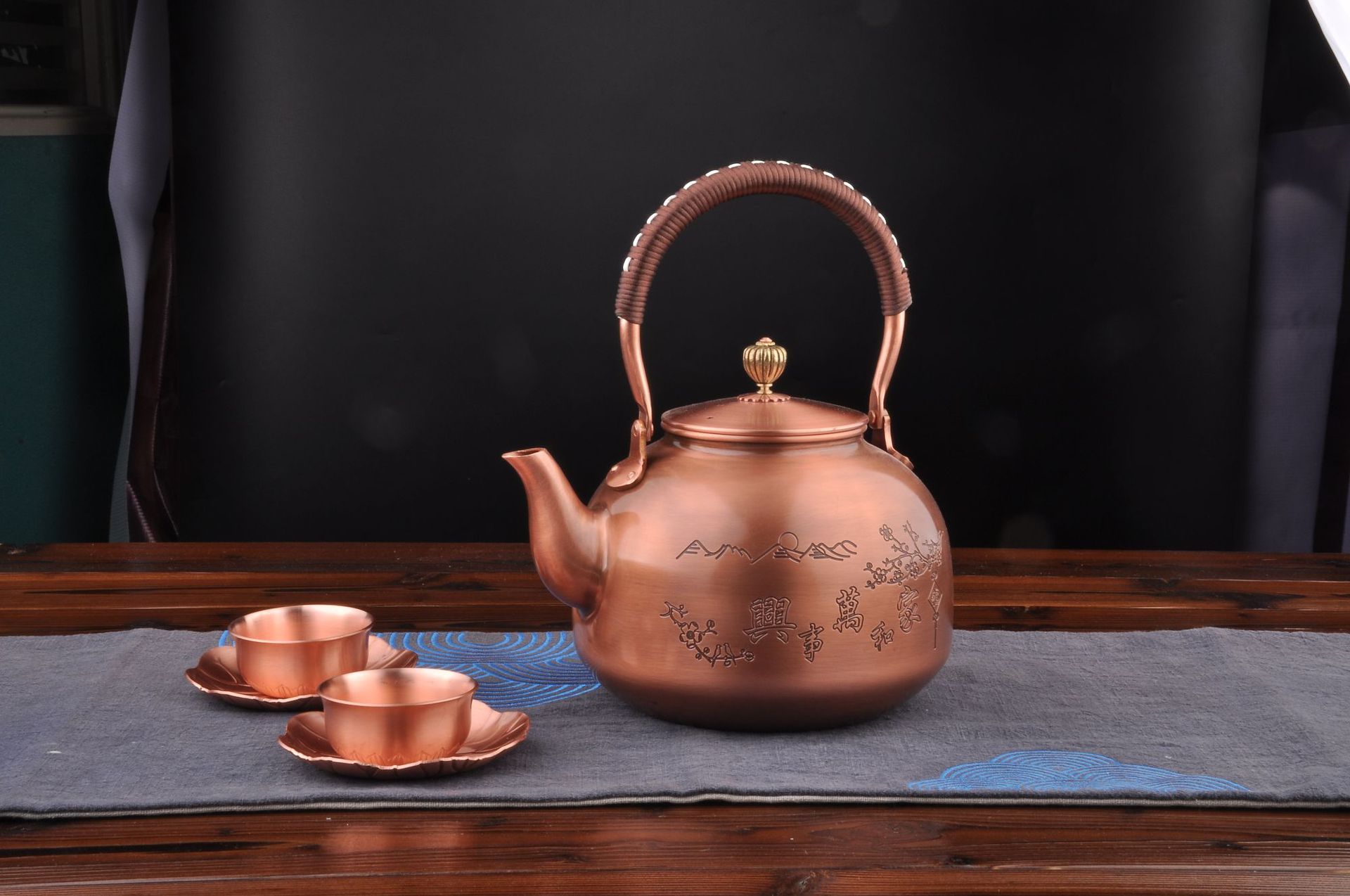 功夫茶具_铜壶烧水壶纯紫铜茶壶手工加厚2.2l养生泡茶铜壶功夫 - 阿里