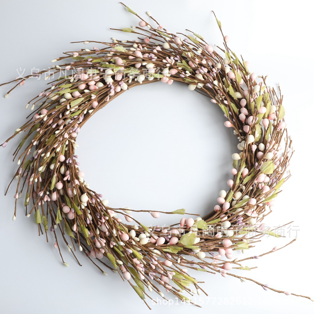 内径20cm 婚礼圣诞节舞会门挂花环门饰 纯手工天然草编花环