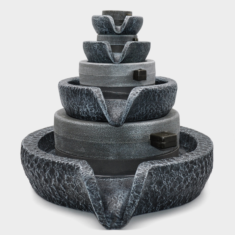 假山流水配件 阳台花园diy喷泉树脂仿真石磨微型水磨仿真摄影道具