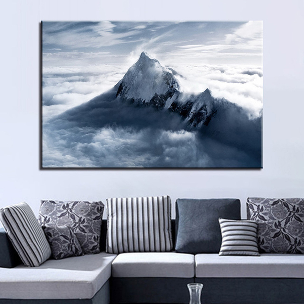 画谷喷绘油画壁画装饰画单联雪山风景亚马逊货源敦煌货源跨境