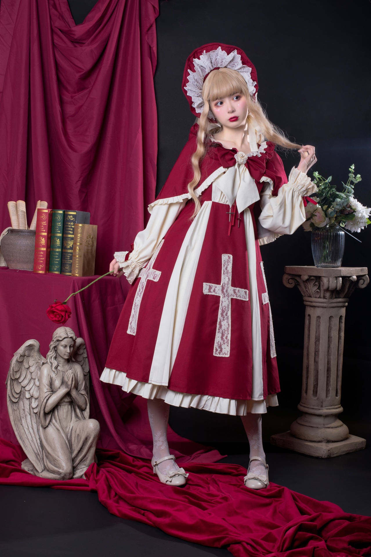 原创秋冬复古洛丽塔lolita十字契约op两件套长袖连衣裙