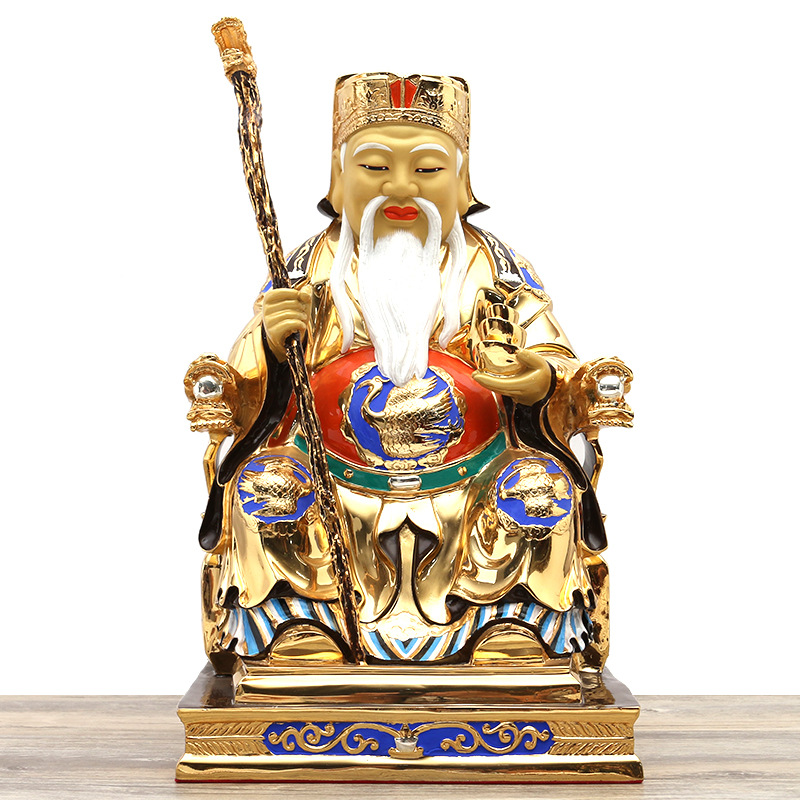 黄铜鎏金土地公神像佛像彩铜土地公土地婆福德正摆件供奉工厂批发