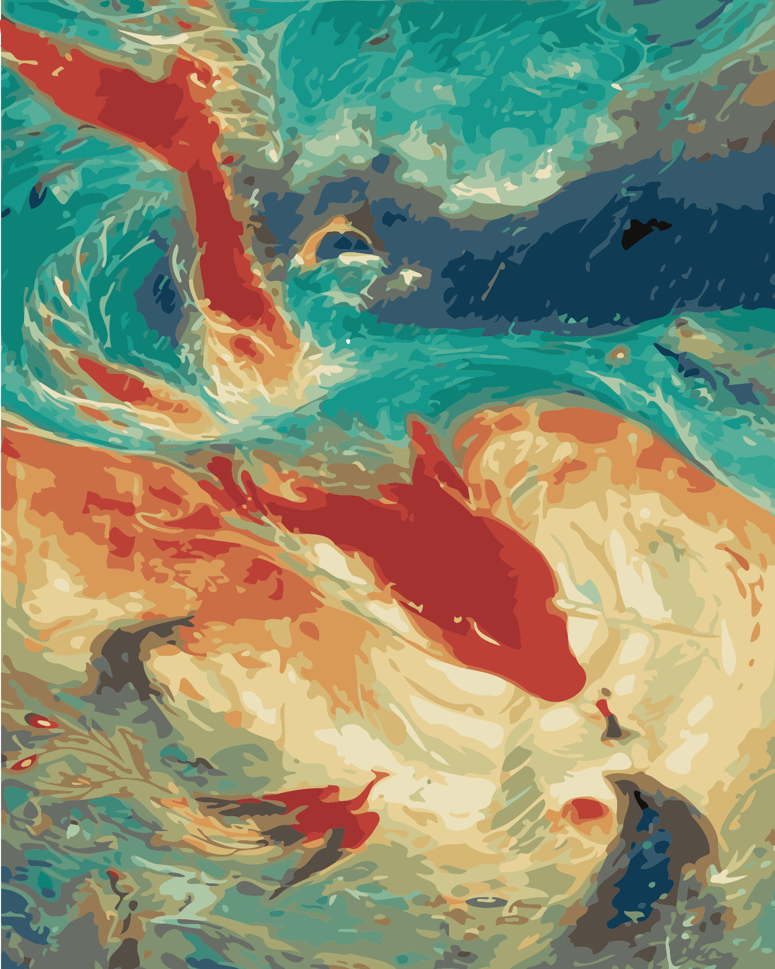 diy数字油画 纯手绘风景油画客厅卧室卡通动漫填色装饰画大鱼海棠