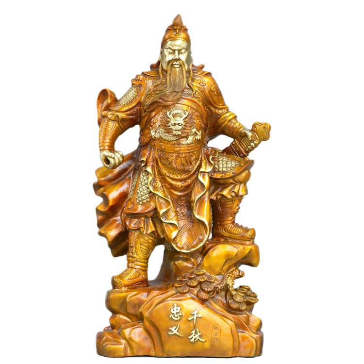 批发黄铜 忠义千秋关公铜像 提刀武财神关二爷铜像 公司开业摆件