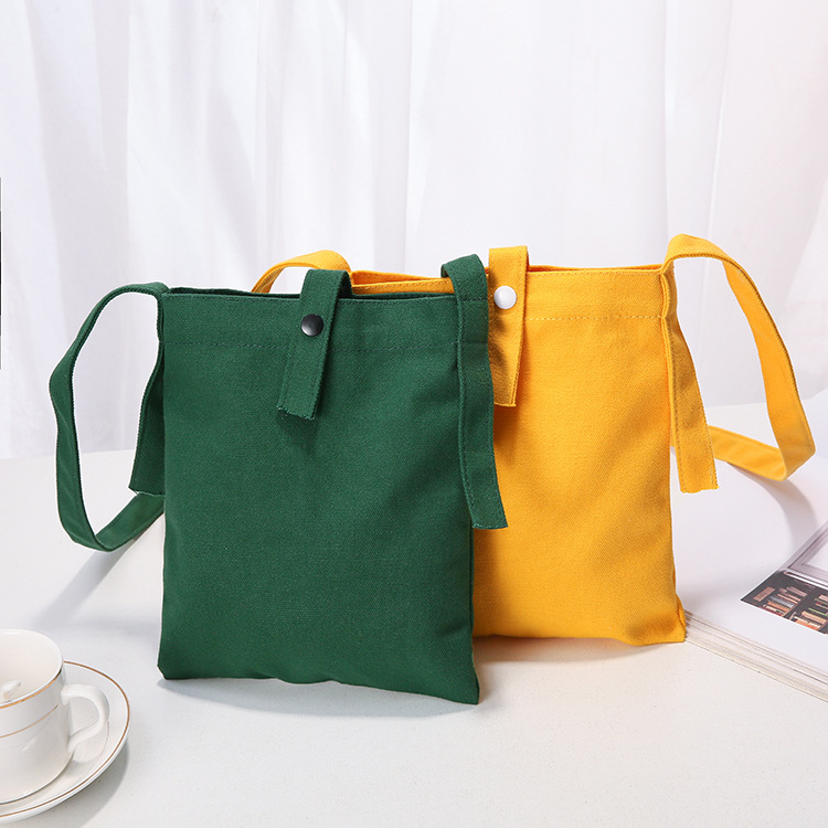 Factory Wholesale Spot Japanese Ins Girl One-Shoulder Small Messenger Bag Blank Cotton Color Mini Canvas Bag
