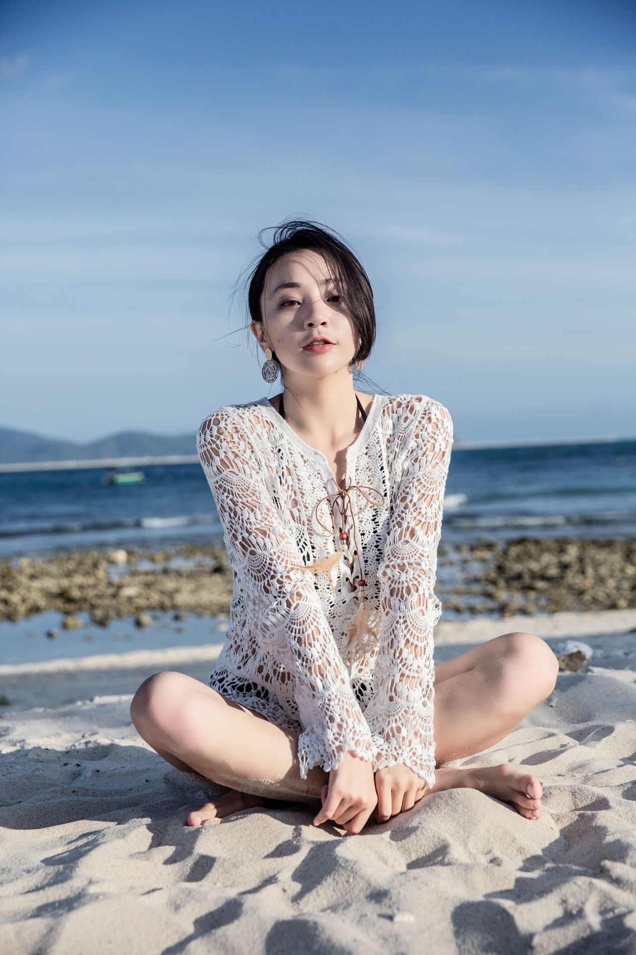 加长韩国沙滩宽松比基尼防晒镂空蕾丝中长款罩衫外搭泳衣外套海边