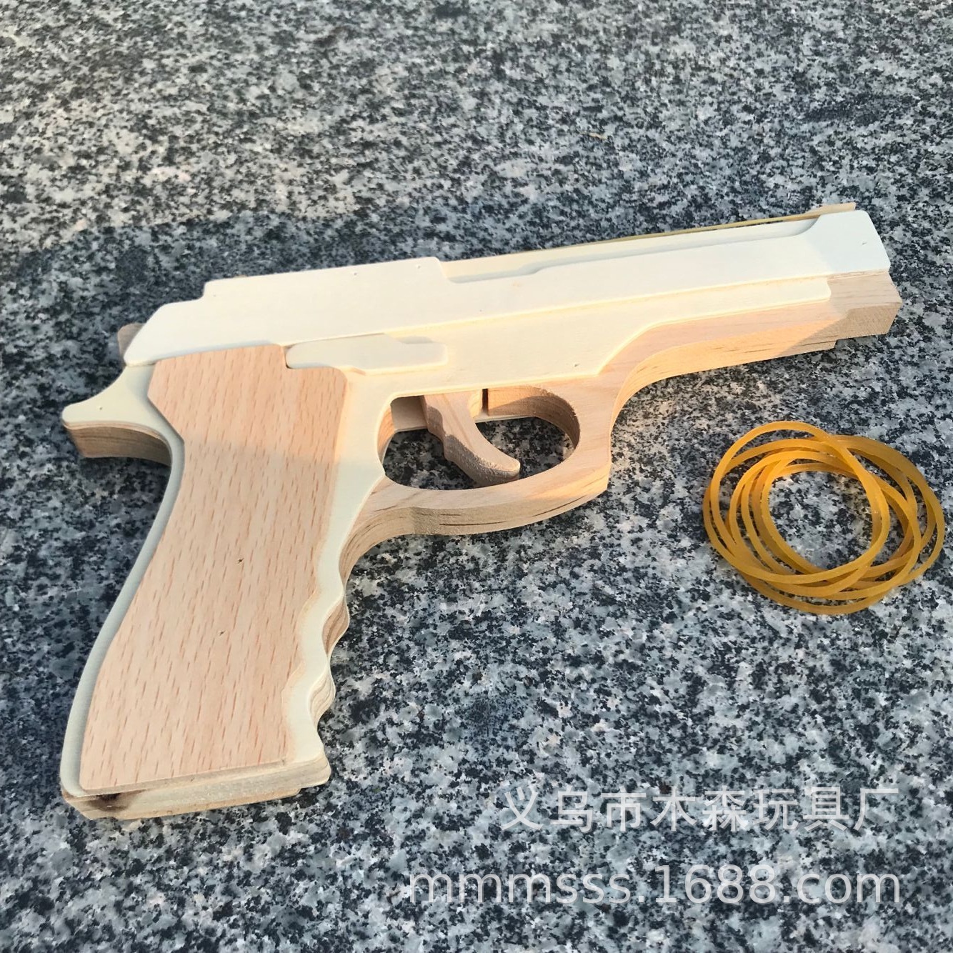 木质连发手枪打皮筋手枪木头玩具枪儿童玩具模型皮筋枪工艺品批发