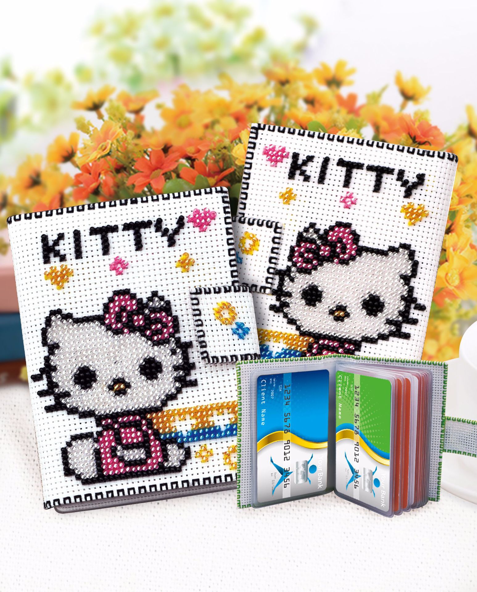 新款手工diy印花十字绣穿珠绣卡包银行公交卡身份证卡通动漫卡套