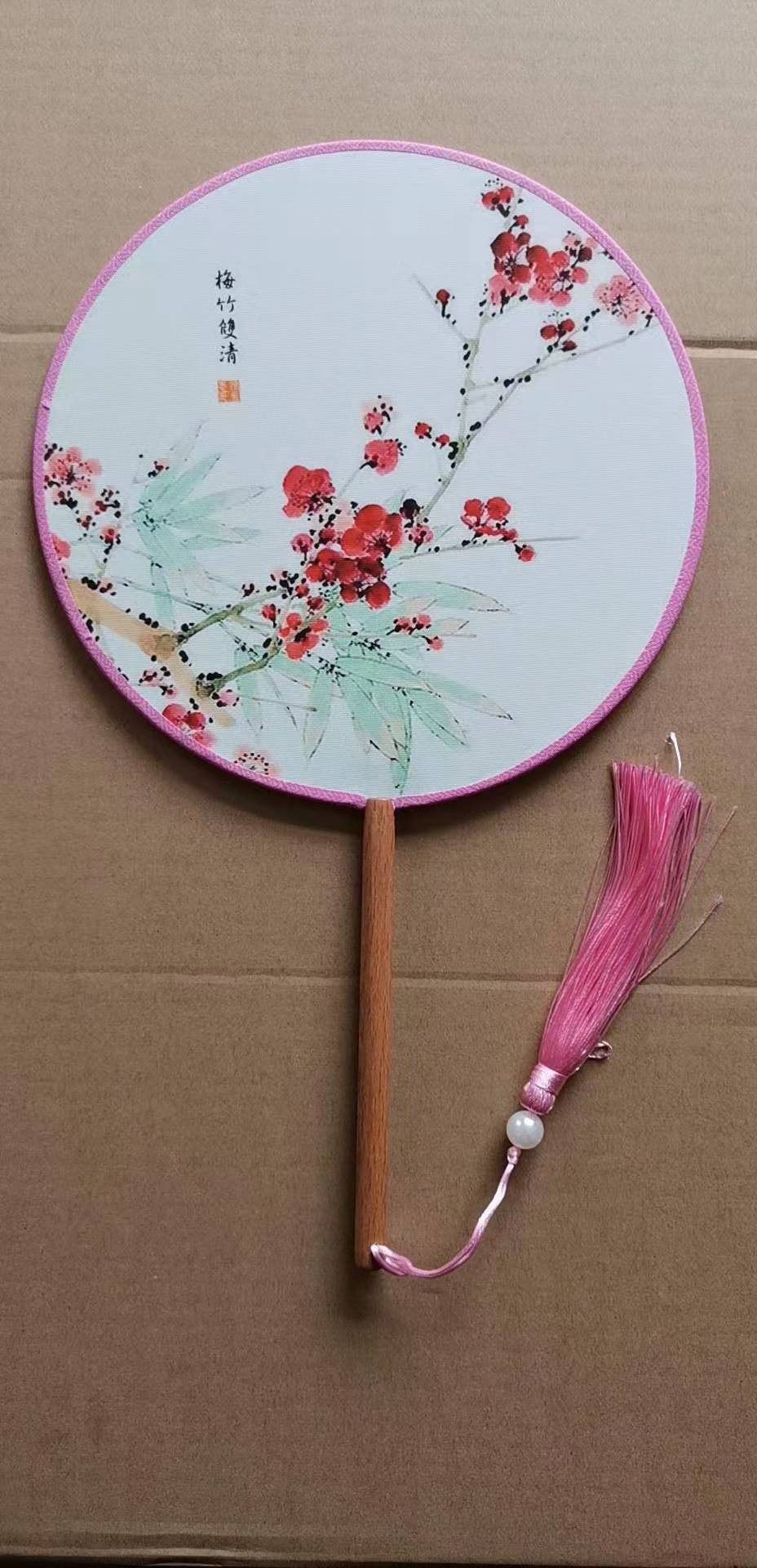 古典团扇圆形宫扇 复古风工艺礼品扇 扇面圆形美女汉服扇宫廷扇