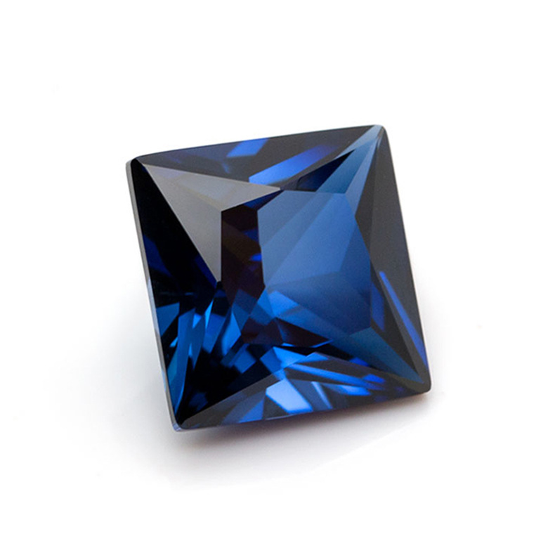 厂家直销人造蓝宝石公主方34#蓝刚玉裸石