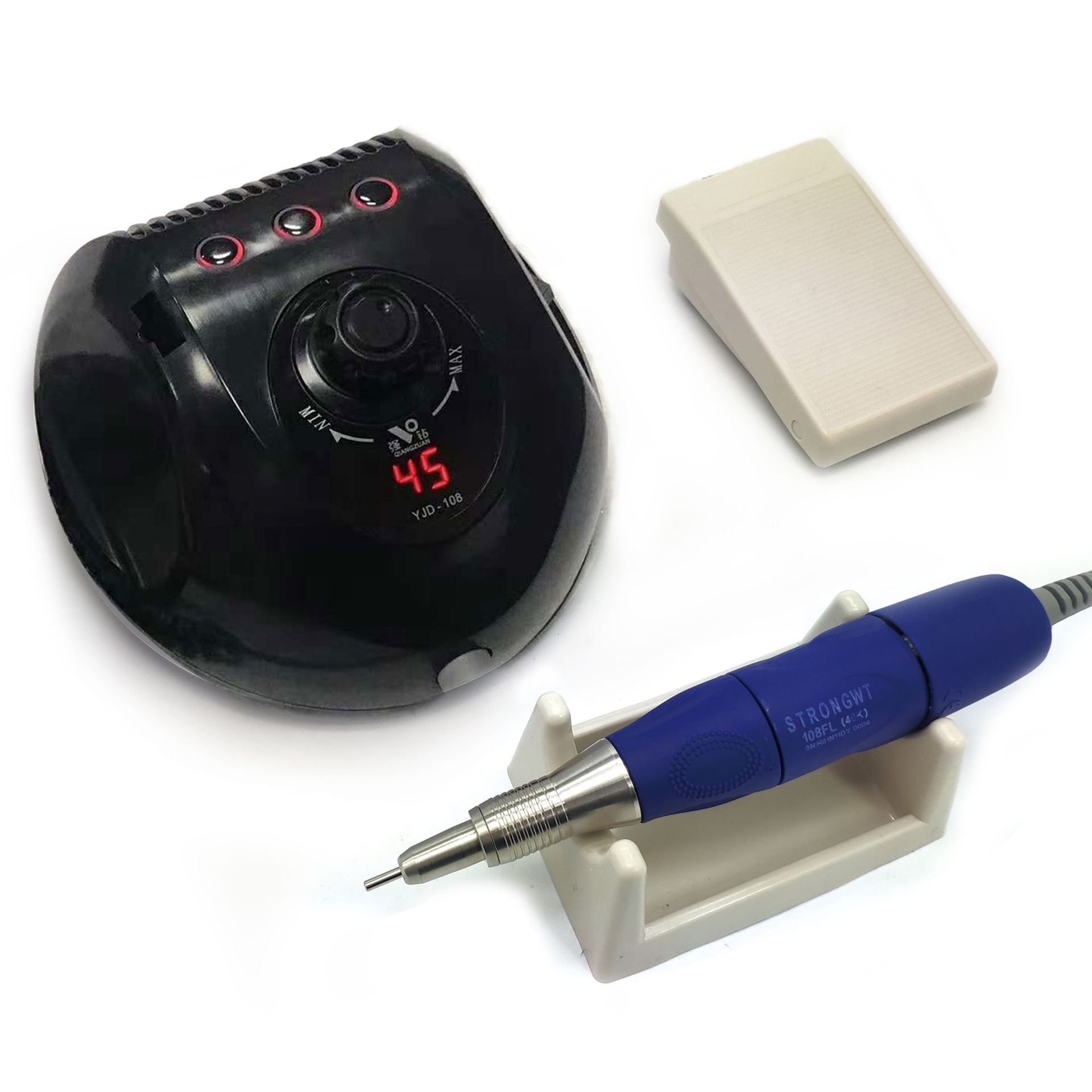 新款美甲打磨机yjd108小型电动雕刻机指甲抛光有碳刷手柄45000转